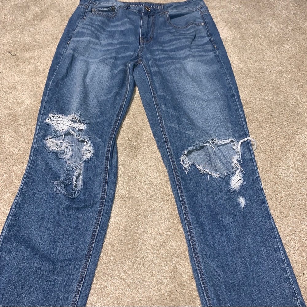 American Eagle Jeans Women's Size 8 TOMGIRL High Rise Distressed Blue
